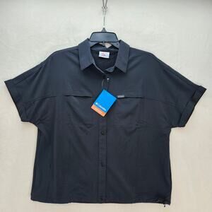 COLUMBIA WOMEN'S MEDIUM BGRADE BOUNDLESS TREK SHORT SLEEVE SHIRT BLACK NWT